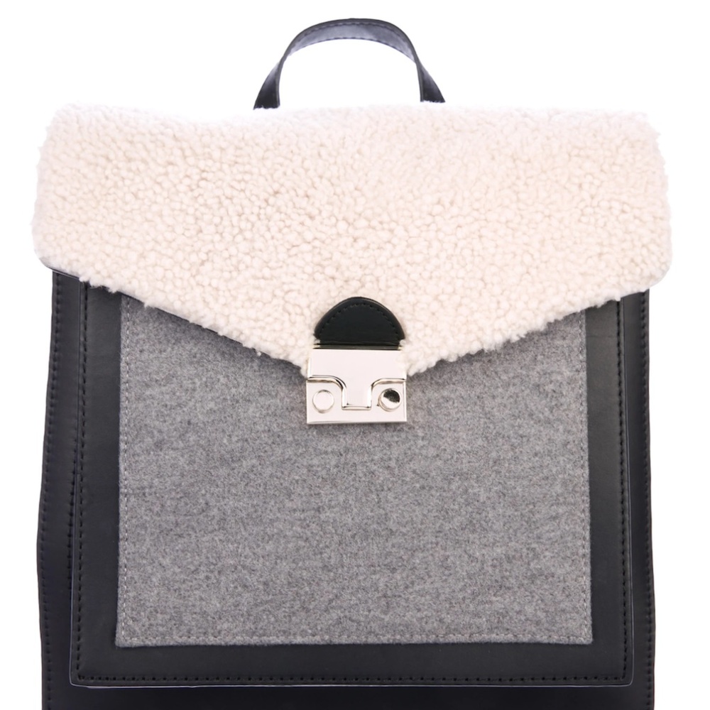 Loeffler Randall Shearling Lock Backpack / Crossbody Black